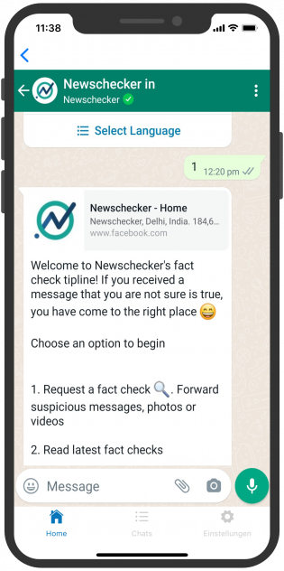 Newschecker India, fact checker, WhatsApp, chatbot